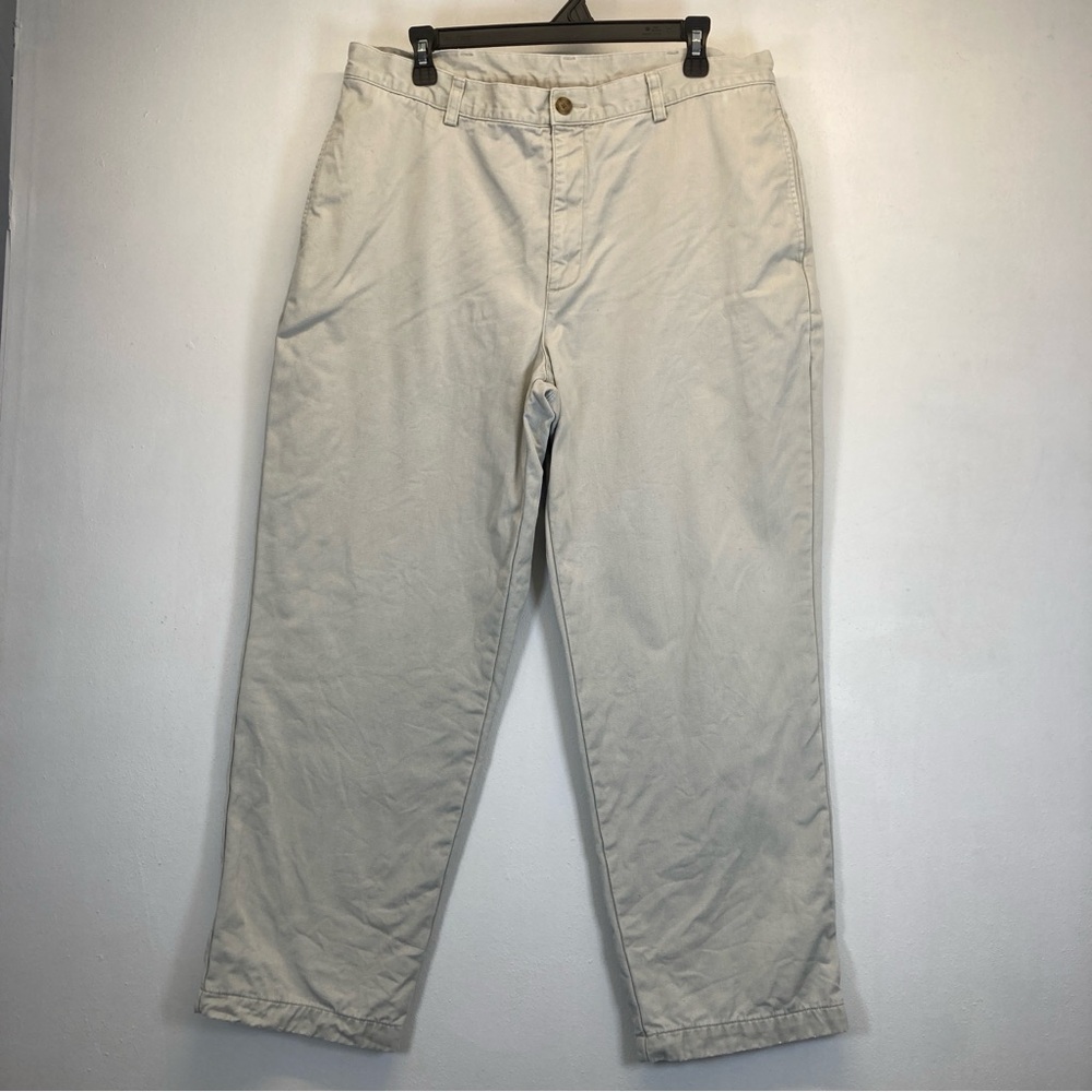 LL Bean Flannel Lined Pants Men's Size 36x29 Tan Khaki Natural Fit Chino